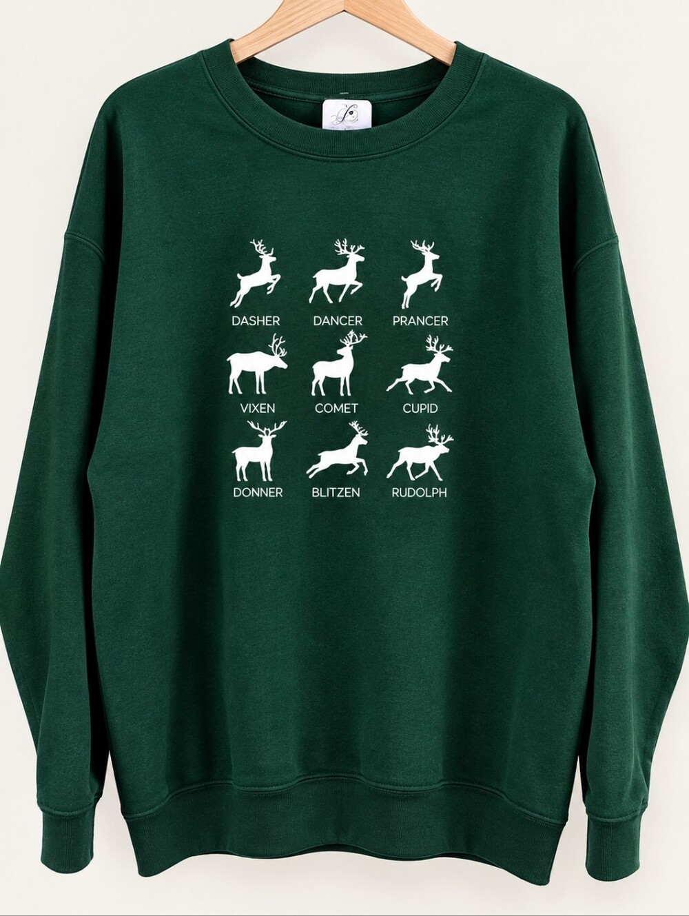 NWT Blonde Ambition Forest Green Reindeer Sweatshirt Cozy Winter Holiday XXL 2XL